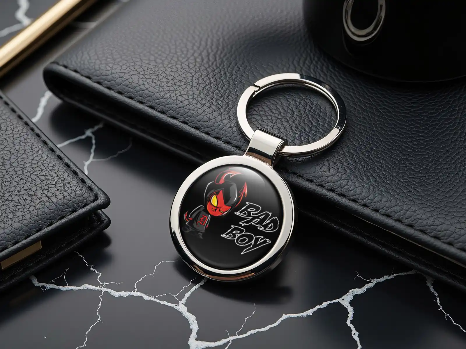 Classy Keyring Glossy Metal Alloy Design
